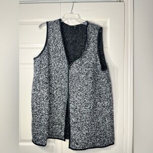 Talbots Women's Marled Gray Full Sleeveless Wool Blend Sweater Vest